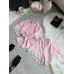 Женская пижама велюр футболка и шорты с кружевом розовый к75-70