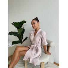 Муслиновый халат Hawaii пудра  M20