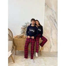 Парні комплекти з фланелі Happy Holidays червоні