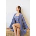 Женский комплект-тройка халат топ шорты серый