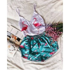 Шовкова піжамаflamingo white-green