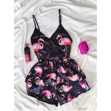 Шовкова піжама flamingo black