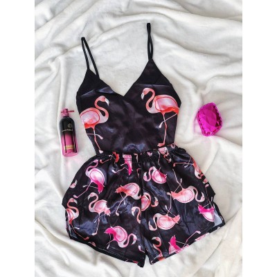 Шовкова піжама flamingo black