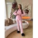 Плюшевый комплект штаны и короткий халат розовый