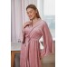 Женский велюровый комплект пеньюар и длинный халат пудра