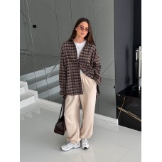 Рубашка в клетку oversize шоколад
